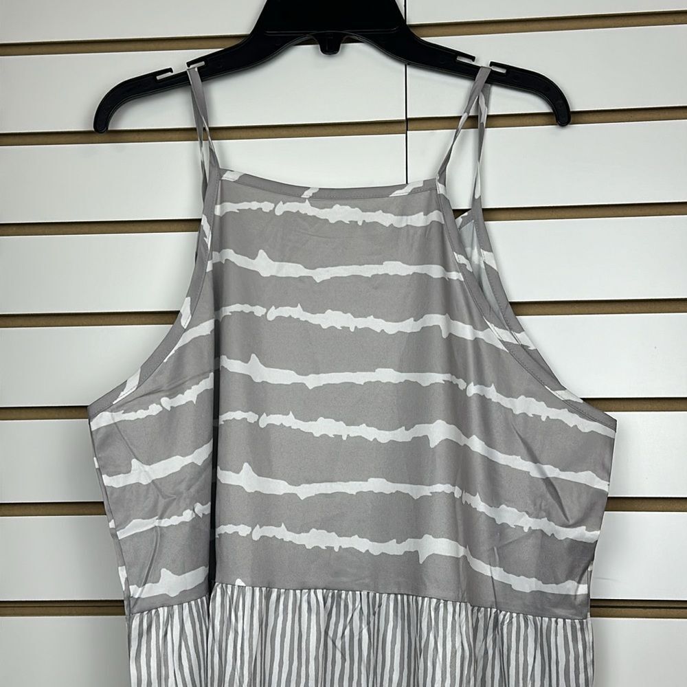 Womens Halter Type Crew Neck Patchwork Casual Summer Dresses with Sleeves Sz XL - Picture 7 of 11